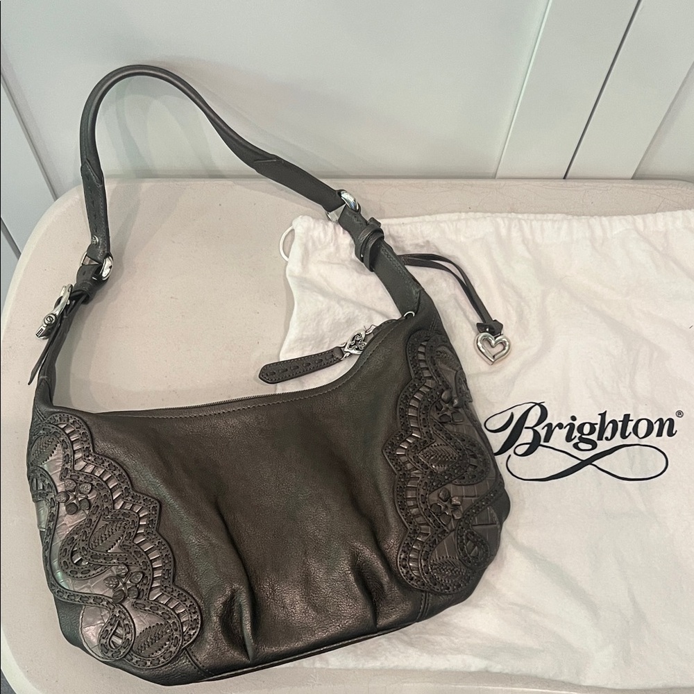 Brighton Pewter Leather Shoulder Bag